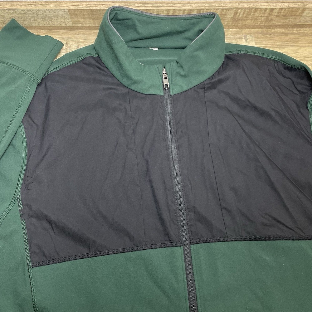 Lululemon‎ Post Session Full Zip Jacket Men's XXL Green Black Performance *READ*